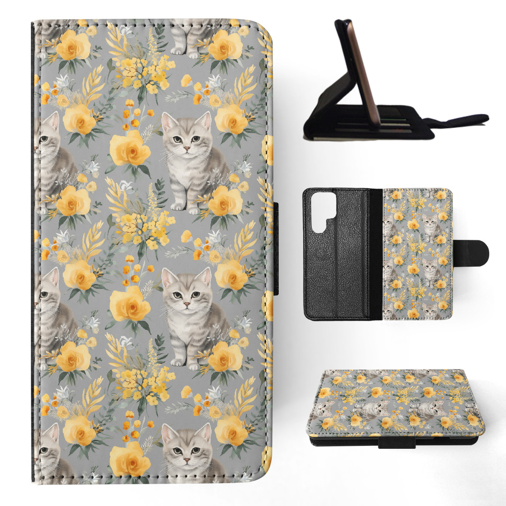 FUNDA ABATIBLE PARA SAMSUNG GALAXY|LINDA BRASILEÑA PELO CORTO GATITO PATRÓN GATO #A1 - Imagen 30 de 36
