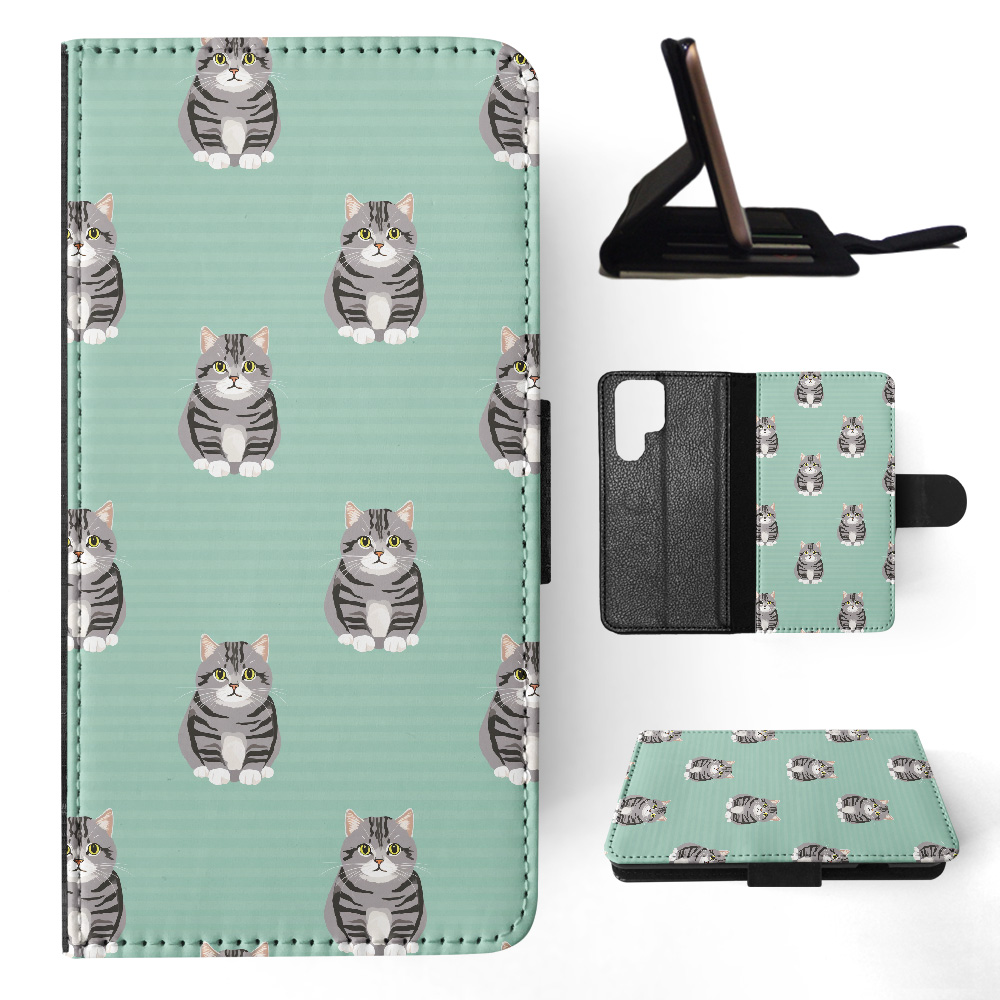 FUNDA ABATIBLE PARA SAMSUNG GALAXY|LINDA BRASILEÑA PELO CORTO GATITO PATRÓN GATO #A2 - Imagen 30 de 36