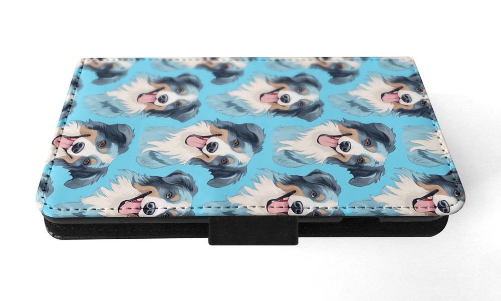 FLIP CASE FOR APPLE IPHONE|AUSTRALIAN SHEPHERD PUPPY DOG CANINE PATTERN #A2