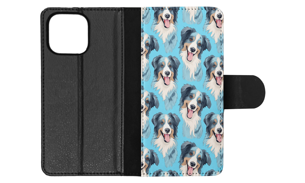 FLIP CASE FOR APPLE IPHONE|AUSTRALIAN SHEPHERD PUPPY DOG CANINE PATTERN #A2