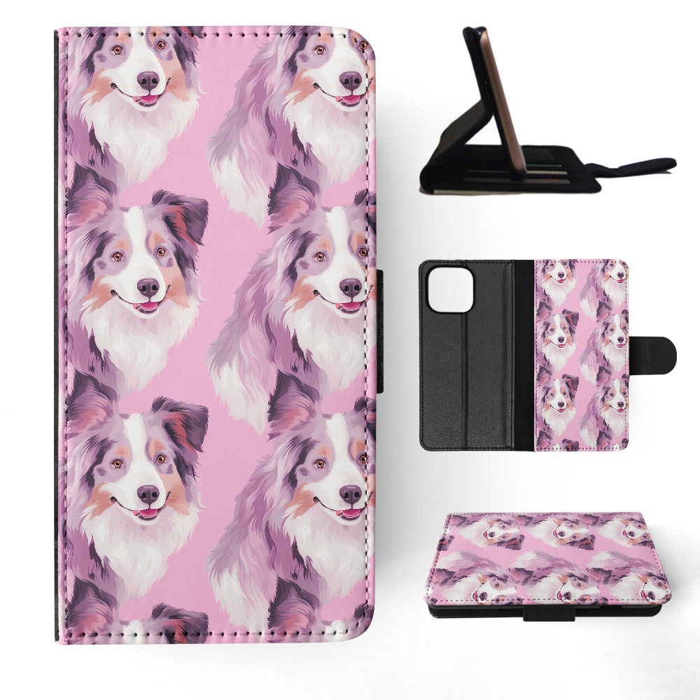 FLIP CASE FOR APPLE IPHONE|AUSTRALIAN SHEPHERD PUPPY DOG CANINE PATTERN #A2