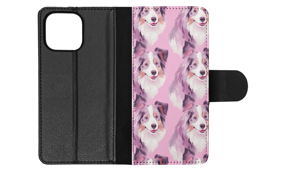 FLIP CASE FOR APPLE IPHONE|AUSTRALIAN SHEPHERD PUPPY DOG CANINE PATTERN #A2