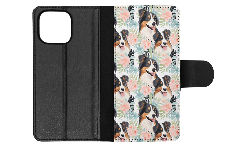 FLIP CASE FOR APPLE IPHONE|AUSTRALIAN SHEPHERD PUPPY DOG CANINE PATTERN #A2