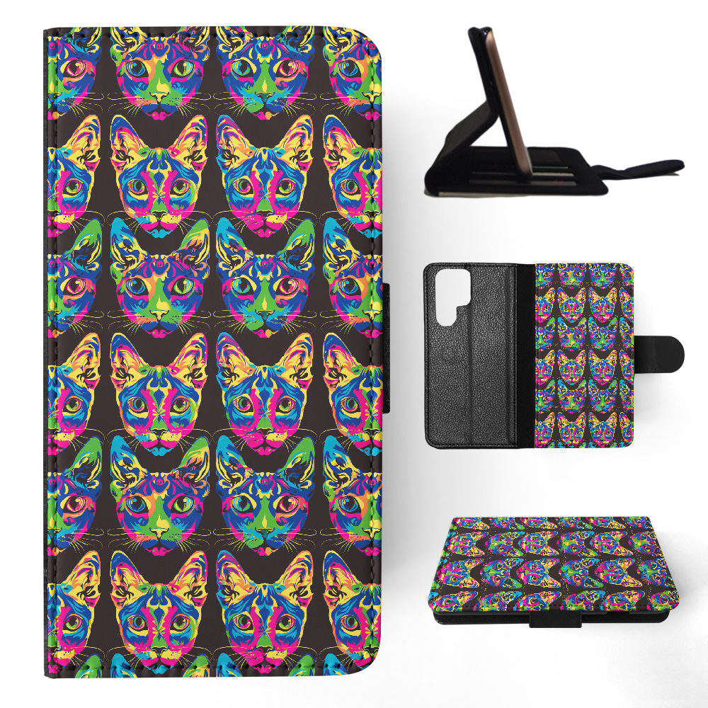 FUNDA ABATIBLE PARA SAMSUNG GALAXY|LINDA ORIENTAL BICOLOR GATITO GATO PATRÓN #A2 - Imagen 2 de 36