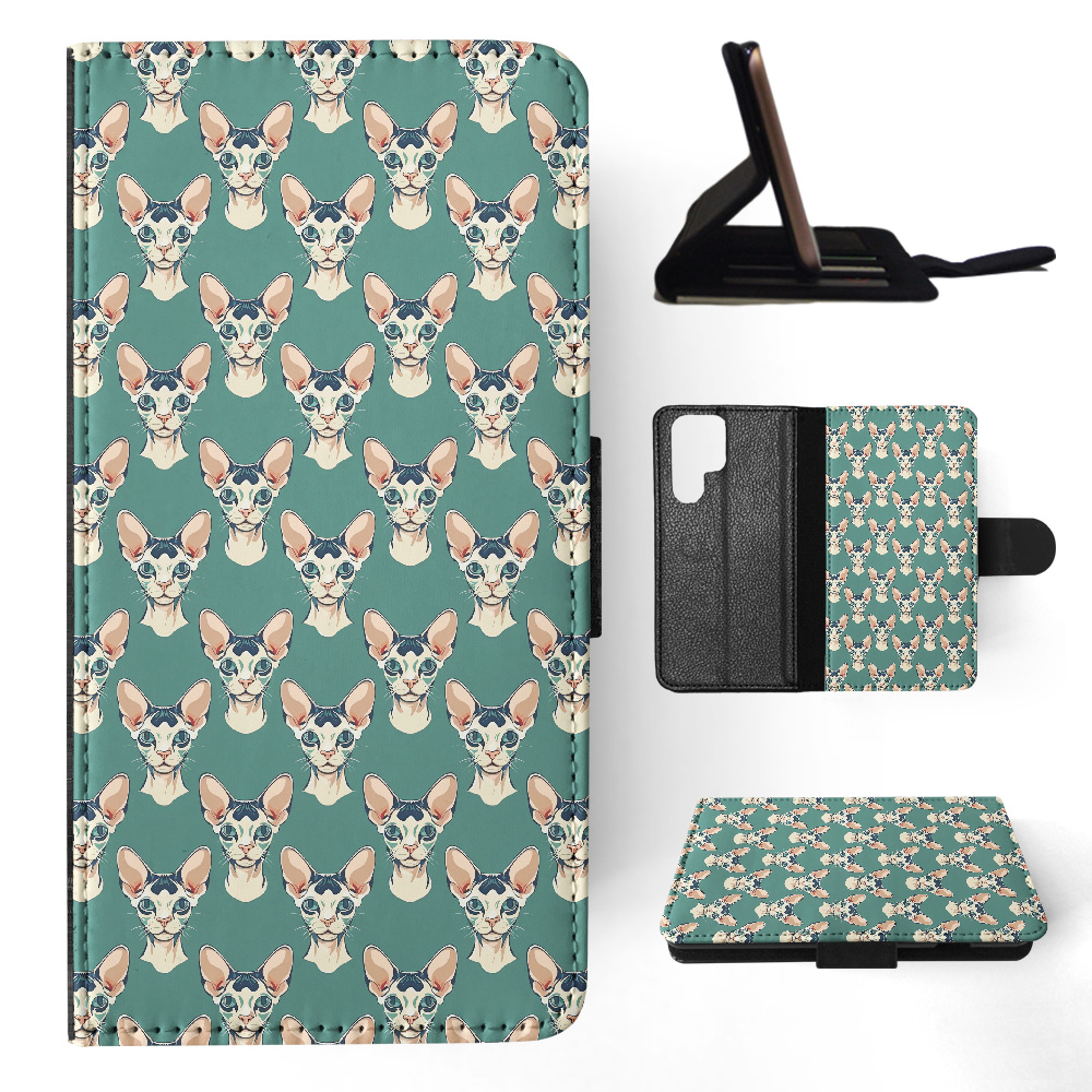 FUNDA ABATIBLE PARA SAMSUNG GALAXY|LINDA ORIENTAL BICOLOR GATITO GATO PATRÓN #A2 - Imagen 16 de 36