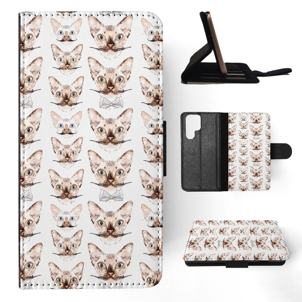 FUNDA ABATIBLE PARA SAMSUNG GALAXY|LINDA ORIENTAL BICOLOR GATITO GATO PATRÓN #A2 - Imagen 23 de 36