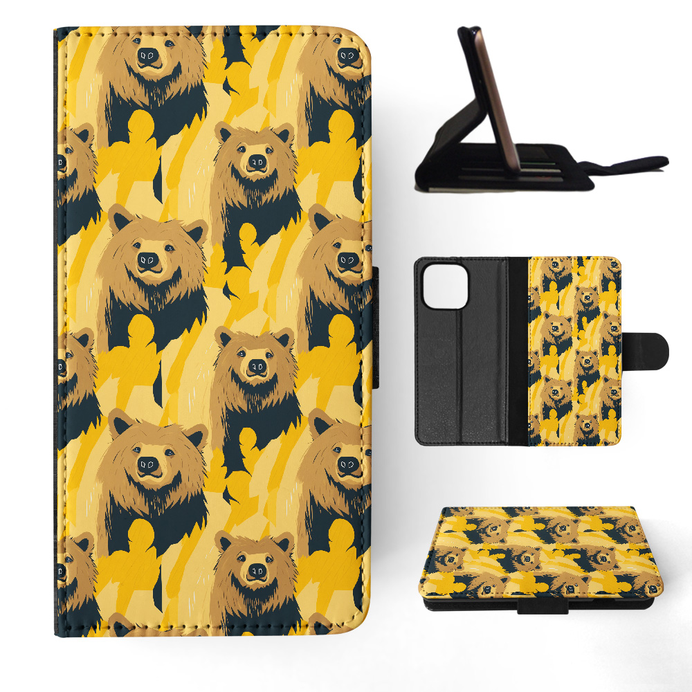 FLIP CASE FOR APPLE IPHONE|BROWN BEAR CUB LARGE MAMMAL URSINE PATTERN #A2 - Bild 26 von 41