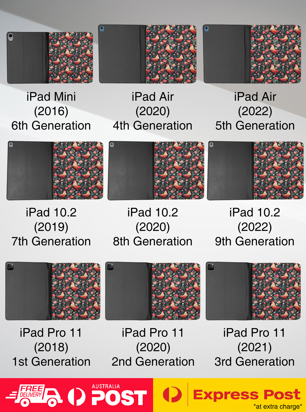 FUNDA FUNDA PARA APPLE IPAD|GALLO POLLO PÁJARO DOMÉSTICO POLLITO PATRÓN #A2 - Imagen 7 de 36