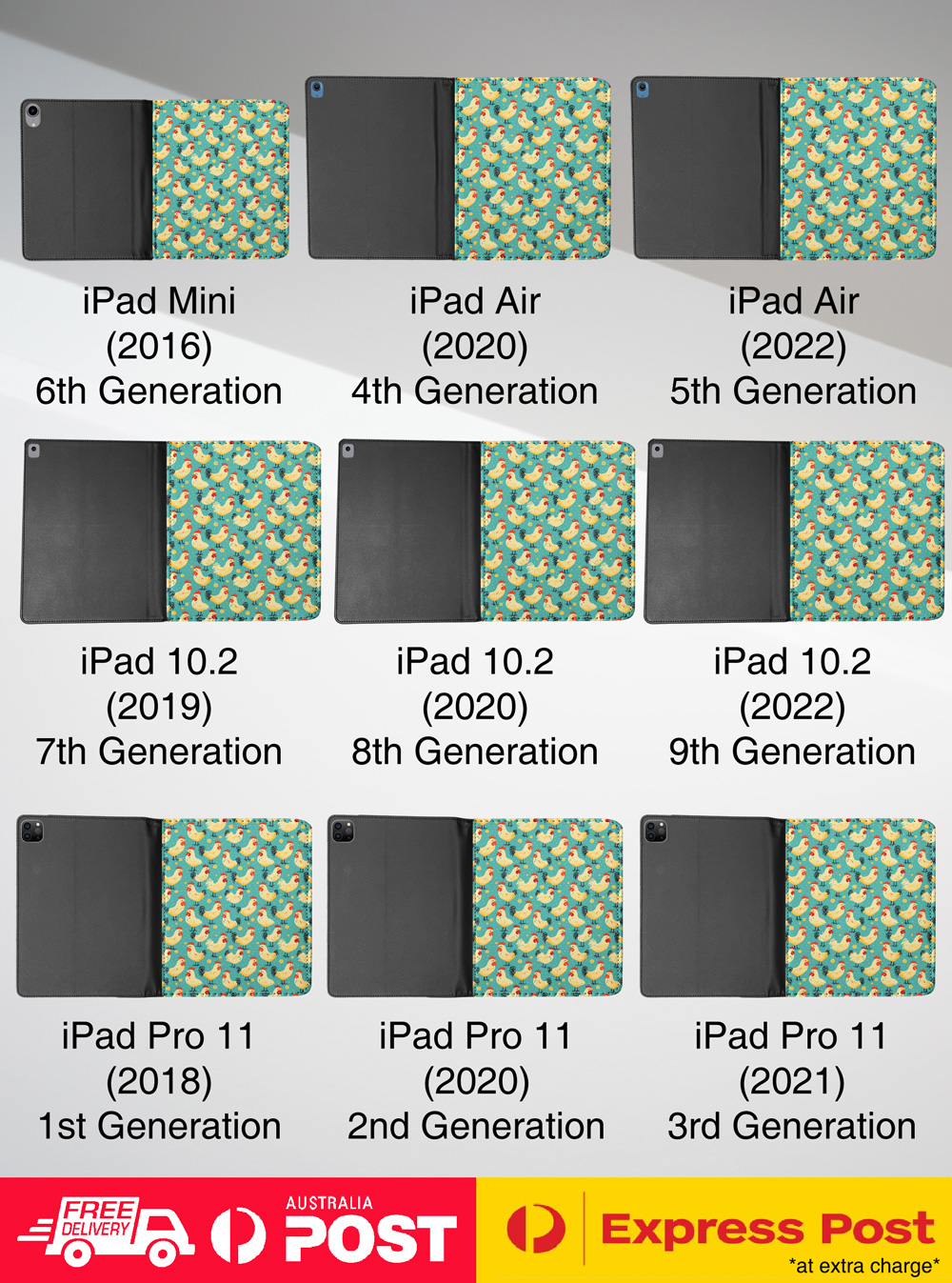 FUNDA FUNDA PARA APPLE IPAD|GALLO POLLO PÁJARO DOMÉSTICO POLLITO PATRÓN #A2 - Imagen 14 de 36