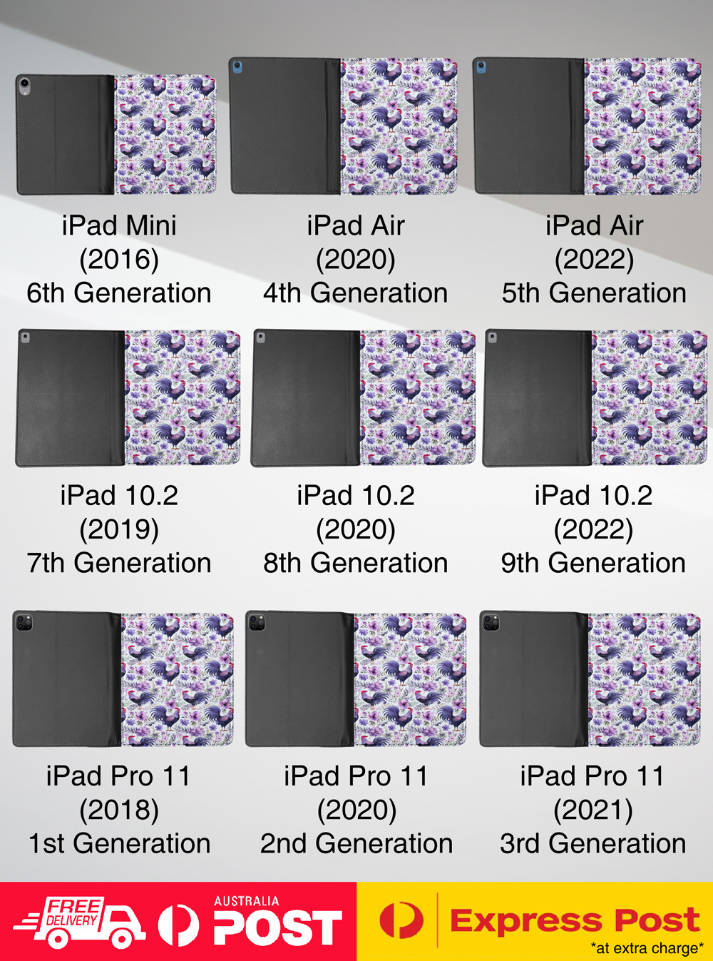 FUNDA FUNDA PARA APPLE IPAD|GALLO POLLO PÁJARO DOMÉSTICO POLLITO PATRÓN #A2 - Imagen 35 de 36